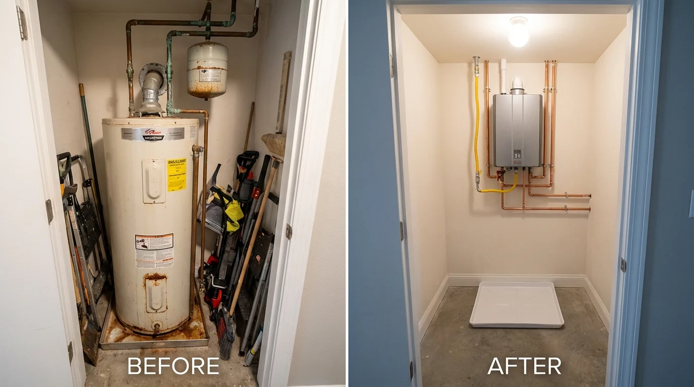 Tank water heater versus wall-mounted tankless unit comparison for Aspermont, TX homeowners